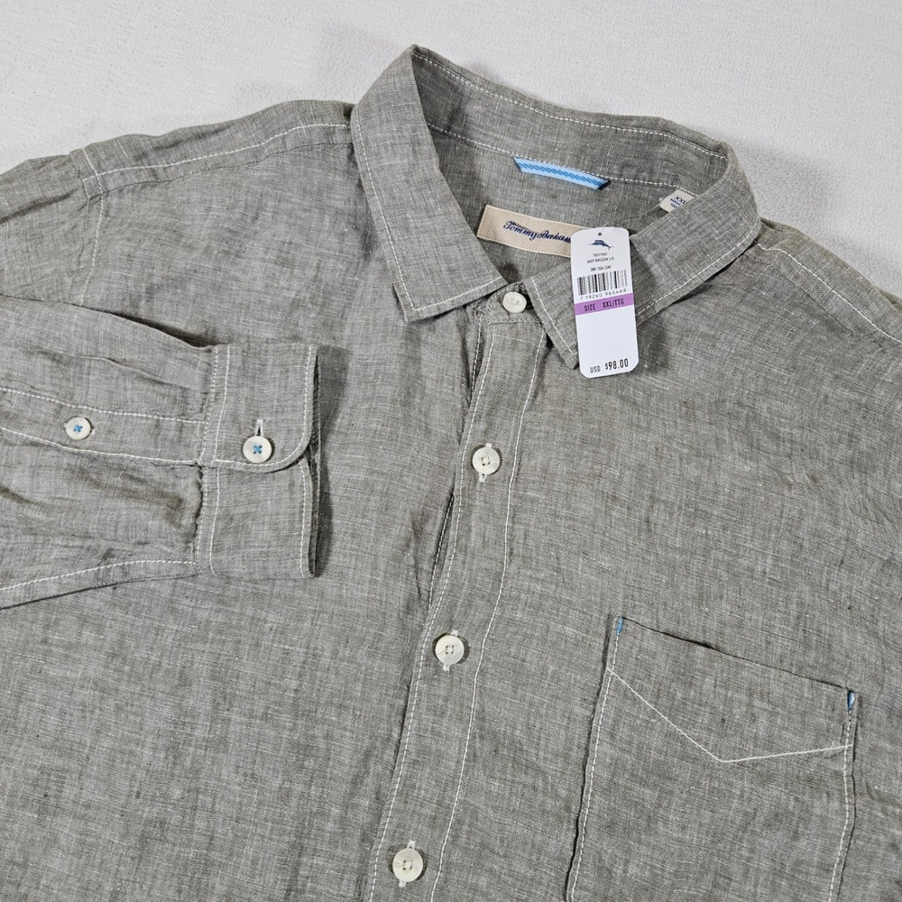 Tommy Bahama Easy Breezer Shirt Mens XXL Tea Leaf Green Linen TB317967 NWT